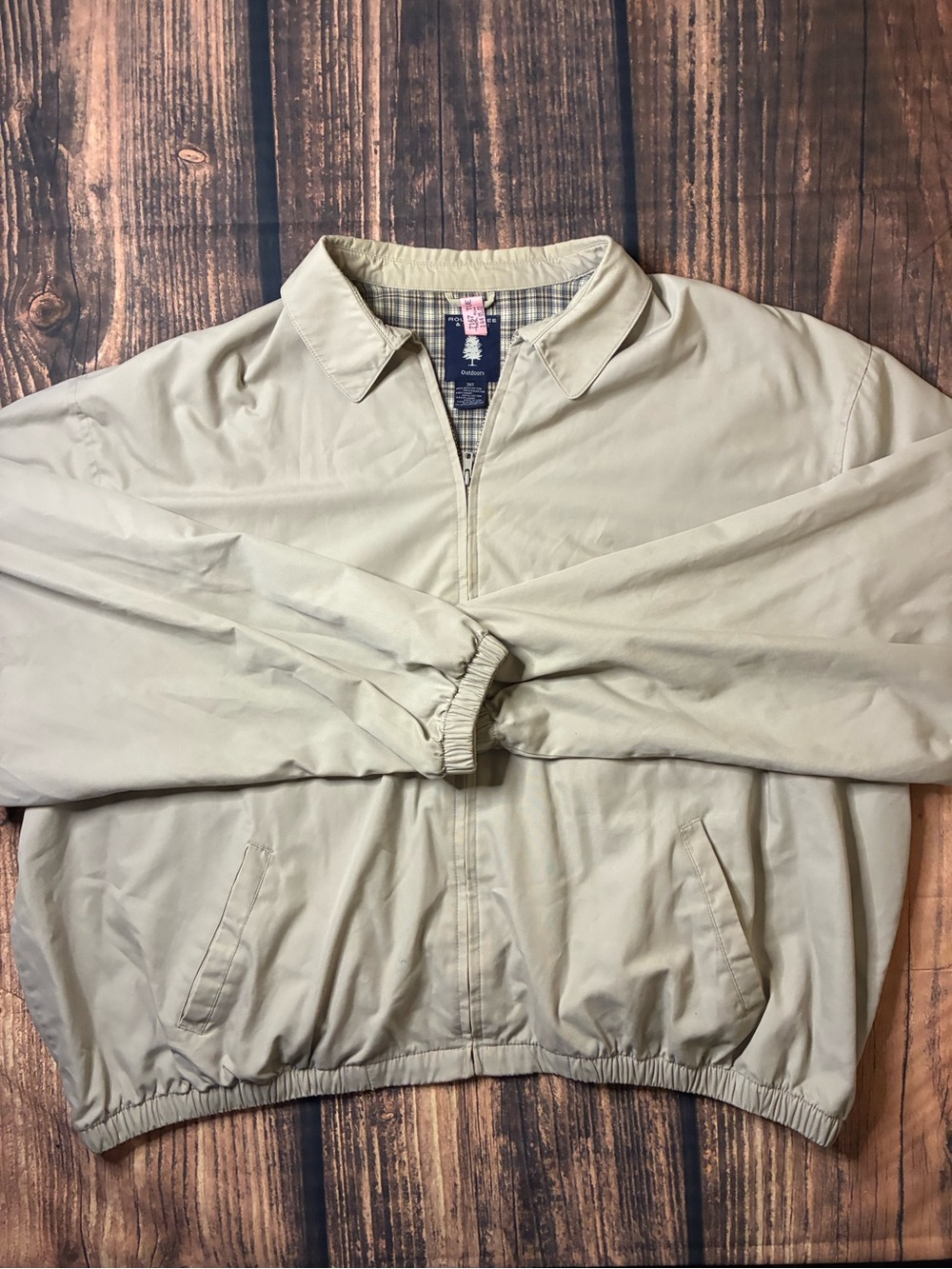 Roundtree & Yorke Men's Light Beige Zip-Front Shirt Jacket